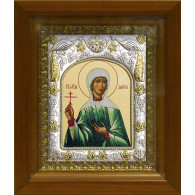 Икона освященная "Дария мученица", дерево, серебро 925 пробы, 14x18 см, в деревянном киоте 20x24 см фото