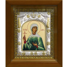 Икона освященная "Дария мученица", дерево, серебро 925 пробы, 14x18 см, в деревянном киоте 20x24 см