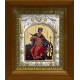 Икона освященная "Екатерина великомученица", дерево, серебро 925 пробы, 14x18 см, в деревянном киоте 20x24 см