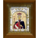 Икона освященная "Елена равноапостольная царица", дерево, серебро 925 пробы, 14x18 см, в деревянном киоте 20x24 см