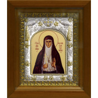 Икона освященная "Елисавета преподобномученица, великая княгиня", серебро 925 пробы, 14x18 см, в деревянном киоте 20x24 см фото