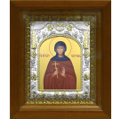 Икона освященная "св. Евгения Римская", дерево, серебро 925 пробы, 14x18 см, в деревянном киоте 20x24 см