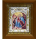 Икона освященная "Илия (Илья) Пророк", дерево, серебро 925 пробы, 14x18 см, в деревянном киоте 20x24 см