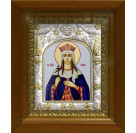 Икона освященная "Ирина Македонская", дерево, серебро 925 пробы, 14x18 см, в деревянном киоте 20x24 см