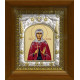 Икона освященная "Кристина (Христина) мученица", дерево, серебро 925 пробы, 14x18 см, в деревянном киоте 20x24 см