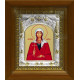 Икона освященная "Лариса Готфская", дерево, серебро 925 пробы, 14x18 см, в деревянном киоте 20x24 см