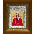 Икона освященная "Лариса Готфская", дерево, серебро 925 пробы, 14x18 см, в деревянном киоте 20x24 см
