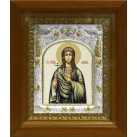 Икона освященная "Любовь мученица", дерево, серебро 925 пробы, 14x18 см, в деревянном киоте 20x24 см фото