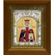 Икона освященная "Людмила мученица, княгиня чешская", дерево, серебро 925 пробы, 14x18 см, в деревянном киоте 20х24 см
