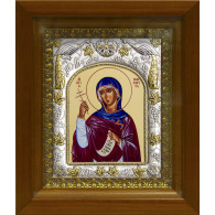 Икона освященная "Маргарита Антиохийская", дерево, серебро 925 пробы, 14x18 см, в деревянном киоте 20x24 см фото