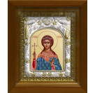 Икона освященная "Надежда мученица", дерево, серебро 925 пробы, 14x18 см, в деревянном киоте 20x24 см