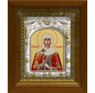 Икона освященная "Наталия (Наталья) Никомидийская мученица", дерево, серебро 925 пробы, 14x18 см, в деревянном киоте 20x24 см