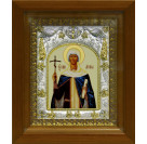 Икона освященная "Нина равноапостольская", дерево, серебро 925 пробы, 14x18 см, в деревянном киоте 20x24 см