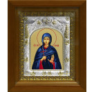 Икона освященная "София святая мученица", дерево, серебро 925 пробы, 14x18 см, в деревянном киоте 20x24 см