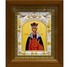 Икона освященная "Тамара благоверная царица, икона", дерево, серебро 925 пробы, 14x18 см, в деревянном киоте 20x24 см