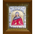 Икона освященная "Валерия Кесарийская св. мчц.", дерево, серебро 925 пробы, 14x18 см, в деревянном киоте 20x24 см