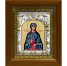 Икона освященная "Иулия (Юлия) мученица", дерево, серебро 925 пробы, 14x18 см, в деревянном киоте 20x24 см