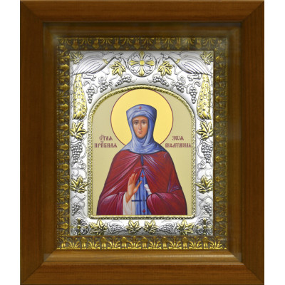 Икона освященная "Св. мученица Зоя Вифлеемская", дерево, серебро 925 пробы, 14x18 см, в деревянном киоте 20x24 см фото