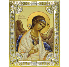 Икона освященная "Ангел Хранитель", дерево, серебро 925 пробы, 18x24 см