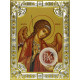 Икона освященная "Архангел Михаил", дерево, серебро 925 пробы, 18x24 см, со стразами, в деревянном киоте 24x30 см