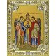 Икона освященная "Архангелы Михаил, Гавриил и Рафаил", дерево, серебро 925 пробы, 18x24 см, со стразами