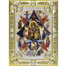 Икона освященная "Божья Матерь Неопалимая Купина", дерево, серебро 925 пробы,18x24 см, со стразами