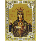 Икона освященная "Божья Матерь Неупиваемая чаша", дерево, серебро 925 пробы, 18x24 см, со стразами