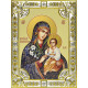 Икона освященная "образ Божией Матери Неувядаемый Цвет ", дерево, серебро 925 пробы, 18x24 см, со стразами
