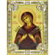 Икона освященная "Божья Матерь Семистрельная", дерево, серебро 925 пробы, 18x24 см, со стразами
