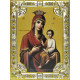 Икона освященная "Божья Матерь Скоропослушница", дерево, серебро 925 пробы, 18x24 см, со стразами