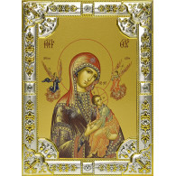 Икона освященная "Страстная икона Божией Матери", дерево, серебро 925 пробы, 18x24 см, со стразами фото