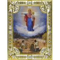 Августовская икона Божией Матери (Явление Богородицы русскому воинству) из серебра 925 пробы, 18 х 24 см фото