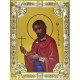 Икона освященная "Евгений Севастийский, мученик", дерево, серебро 925 пробы, 18x24 см, со стразами
