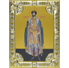 Икона освященная "Димитрий (Дмитрий) Донской благоверый князь", дерево, серебро 925 пробы, 18x24 см, со стразами