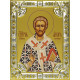 Икона освященная "Лазарь Четверодневный, Китийский, епископ", дерево, серебро 925 пробы, 18x24 см, со стразами
