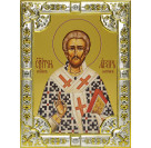 Икона освященная "Лазарь Четверодневный, Китийский, епископ", дерево, серебро 925 пробы, 18x24 см, со стразами