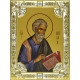 Икона освященная "Матвей (Матфей) Апостол", дерево, серебро 925 пробы, 18x24 см, со стразами