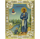 Икона освященная "Симеон (Семен) Верхотурский праведный", дерево, серебро 925 пробы, 18x24 см, со стразами