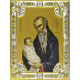 Икона освященная "Стилиан Пафлагонский преподобный", дерево, серебро 925 пробы, 18x24 см, со стразами