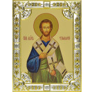 Икона освященная "Тимофей апостол", дерево, серебро 925 пробы, 18x24 см, со стразами