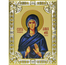 Икона освященная "Ангелина Сербская Блаженная", дерево, серебро 925 пробы, 18x24 см, со стразами