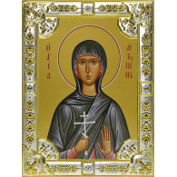 Икона освященная "Антонина Никейская мученица", дерево, серебро 925 пробы, 18x24 см, со стразами фото