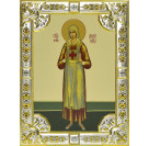 Икона освященная "Аполлинария Тупицына", дерево, серебро 925 пробы, 18x24 см, со стразами