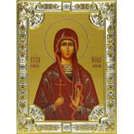 Икона освященная "Ирина Коринфская мученица", дерево, серебро 925 пробы, 18x24 см, со стразами фото