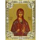 Икона освященная "Ирина Коринфская мученица", дерево, серебро 925 пробы, 18x24 см, со стразами