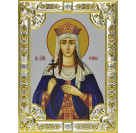 Икона освященная "Ирина Македонская", дерево, серебро 925 пробы, 18x24 см, со стразами