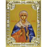 Икона освященная "Лидия мученица", дерево, серебро 925 пробы, 18x24 см, со стразами фото