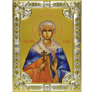 Икона освященная "Лидия мученица", дерево, серебро 925 пробы, 18x24 см, со стразами