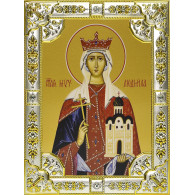 Икона освященная "Людмила мученица, княгиня чешская", серебро 925 пробы, 18x24 см фото