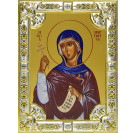 Икона освященная "Маргарита Антиохийская", дерево, серебро 925 пробы, 18x24 см, со стразами